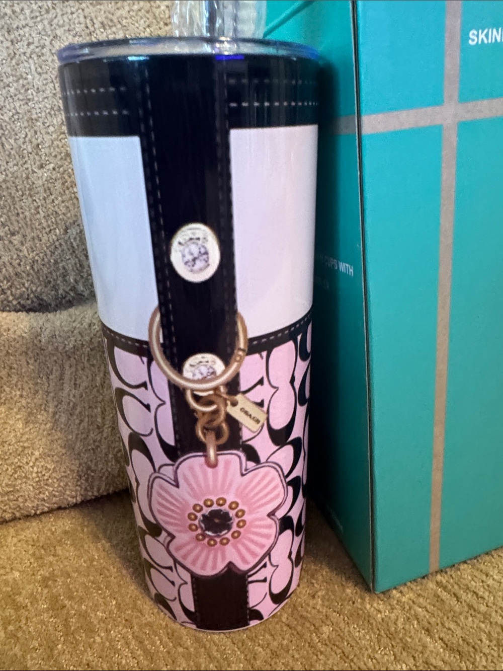 Pink and Black Hand Crafted Skinny Tumbler - Picture 2 of 6